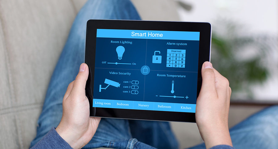 The ability to access and control security components from a mobile device is one of the top smart home trends in Sioux City. Close-up of smart home security app.